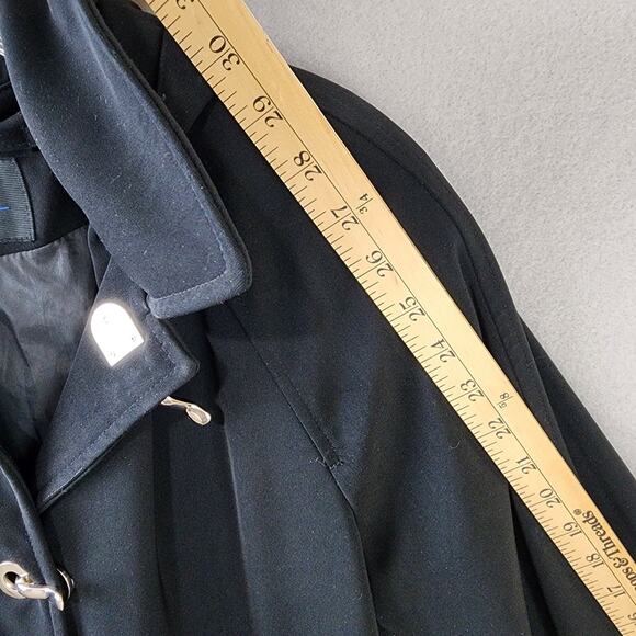 London Fog Black Hooded Trenchcoat w/Silver Clasp Closures Medium - Picture 5 of 9